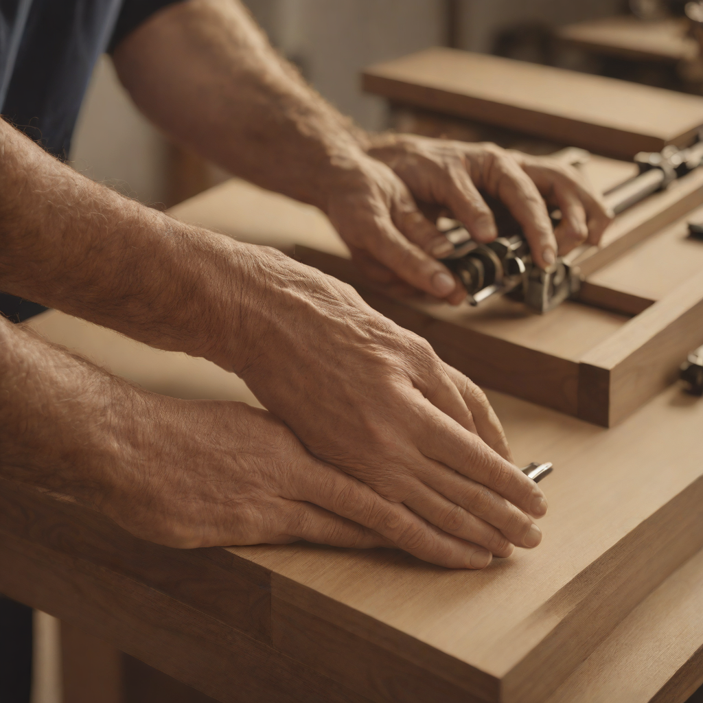 Craftsman assembling joinery by hand