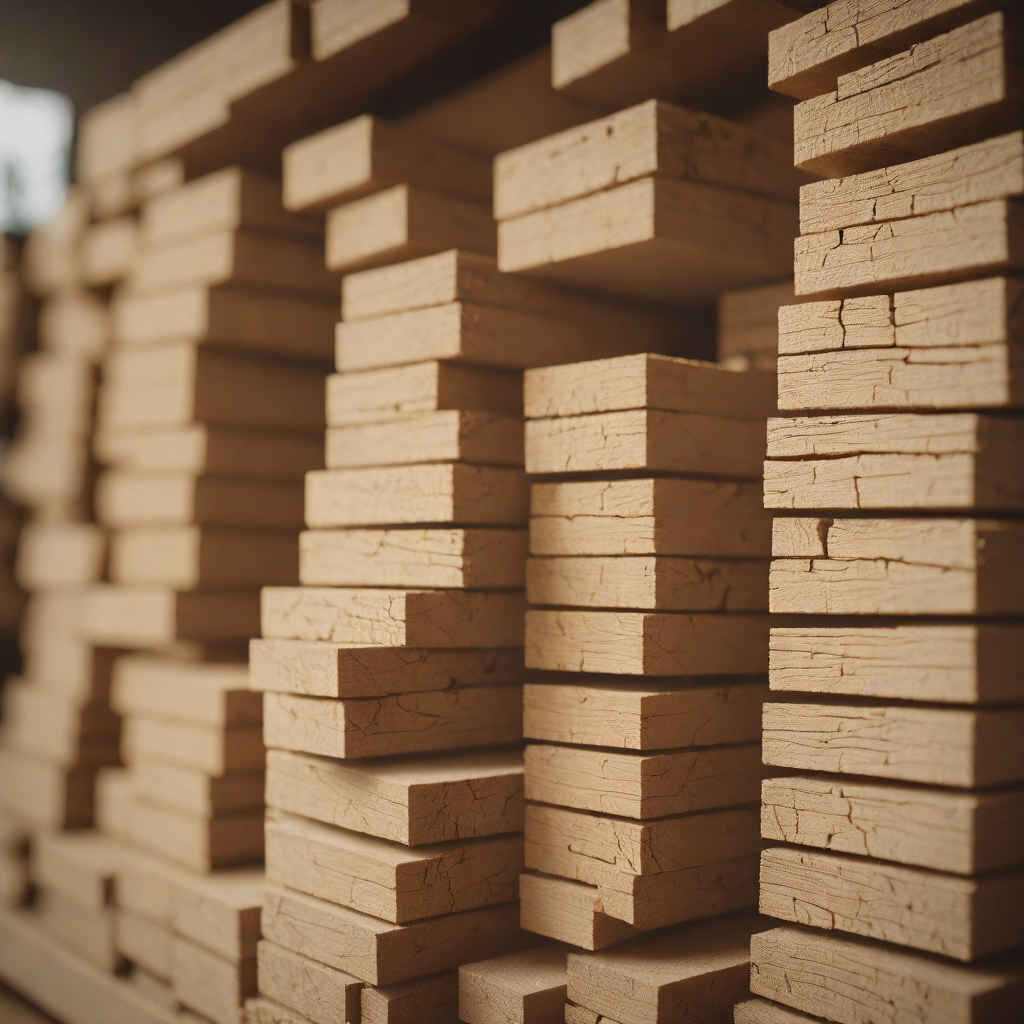 Oak planks stacked in the workshop